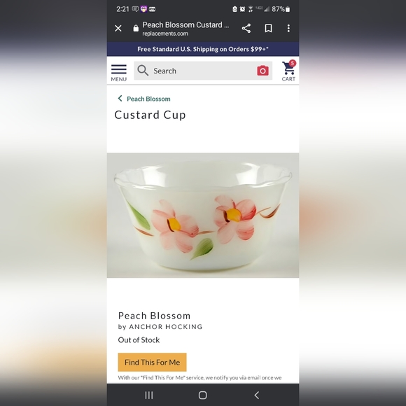 Fire King peach blossom glass custard bowl cup - Picture 6 of 8